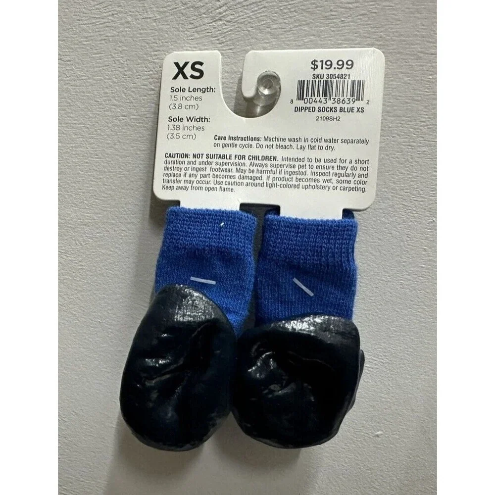 Good2Go blue dog paws gripper socks rubber dipped size XS
